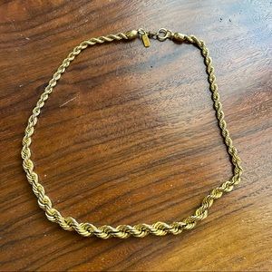 Vintage Monet thick textured gold tone Rope chain necklace